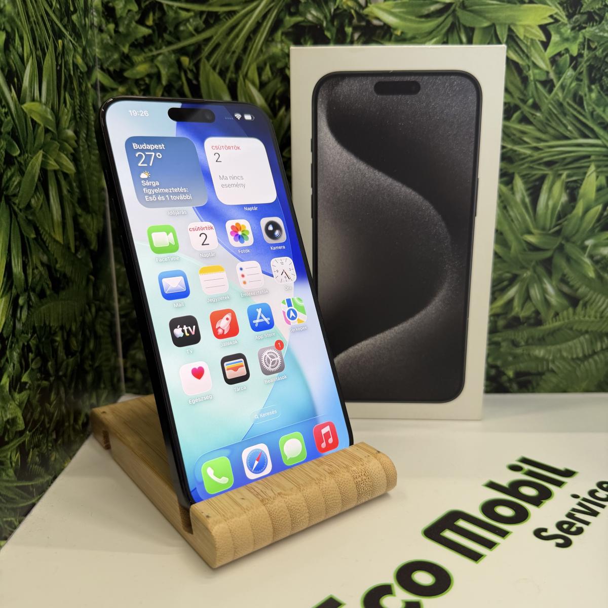 Apple iPhone 15 Pro Max Kártyafüggetlen 256 GB, 12 hó garancia, Újszerű