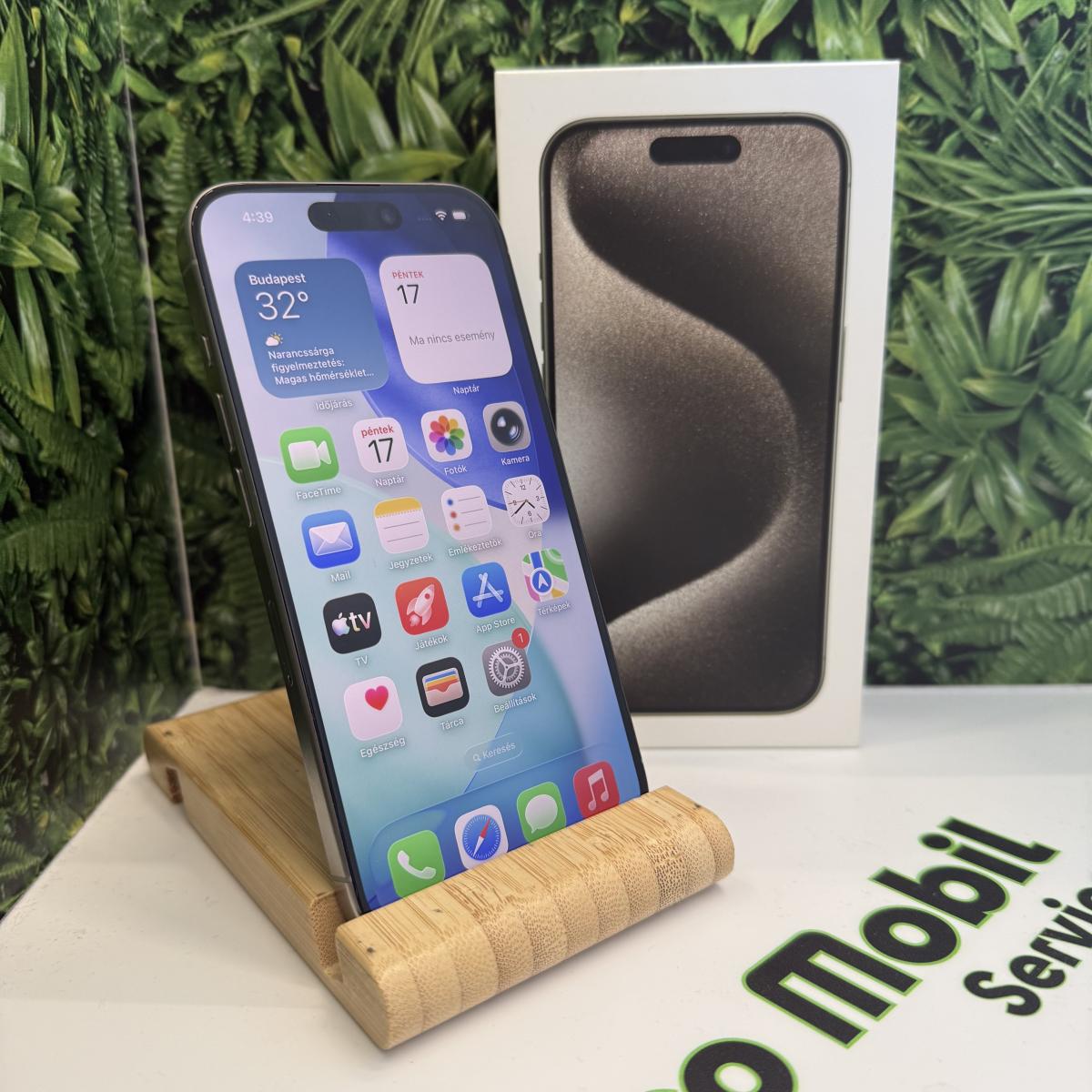 Apple iPhone 15 Pro Kártyafüggetlen 128 GB, 12 hó garancia, Újszerű