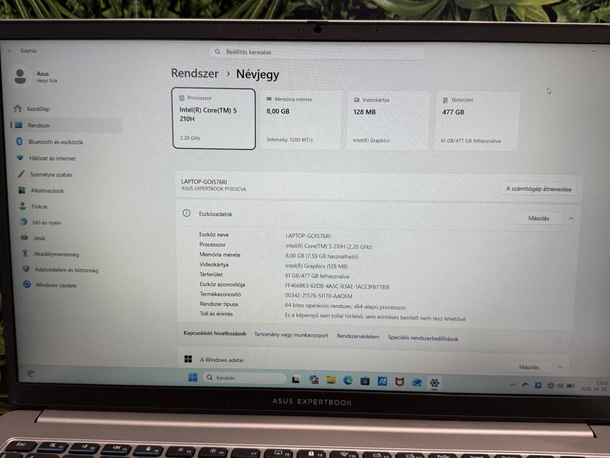 Asus ExpertBook P1 Wi-Fi 512 GB, 12 hó garancia, Újszerű
